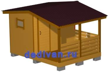Бытовка домик 2х4 с террасой 2х4 отделка деревянный блок хаус